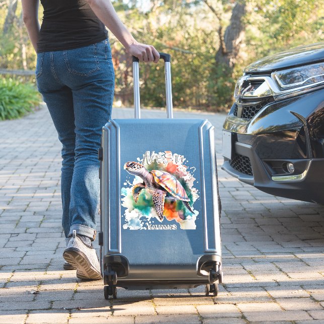 Bahamas Seat Turtle Bahamian Flag Beach Great Shar Sticker (Suitcase Insitu)