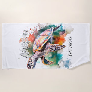 Bahamas Seat Turtle Bahamian Flag Beach Great Shar Towel