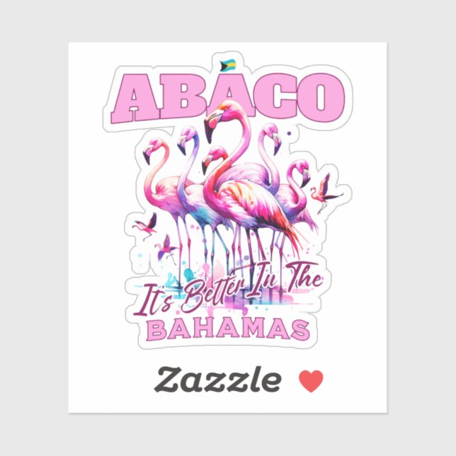 Bahamas Souvenir Gift : Abaco Bahamas Flamingo Sticker (Sheet)