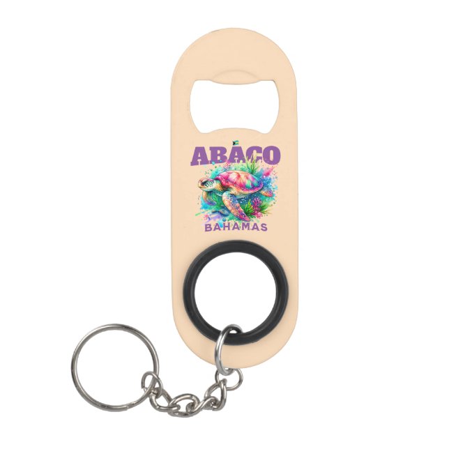 Bahamas Souvenir Gift : Abaco Bahamas Sea Turtle Keychain Bottle Opener (Front)