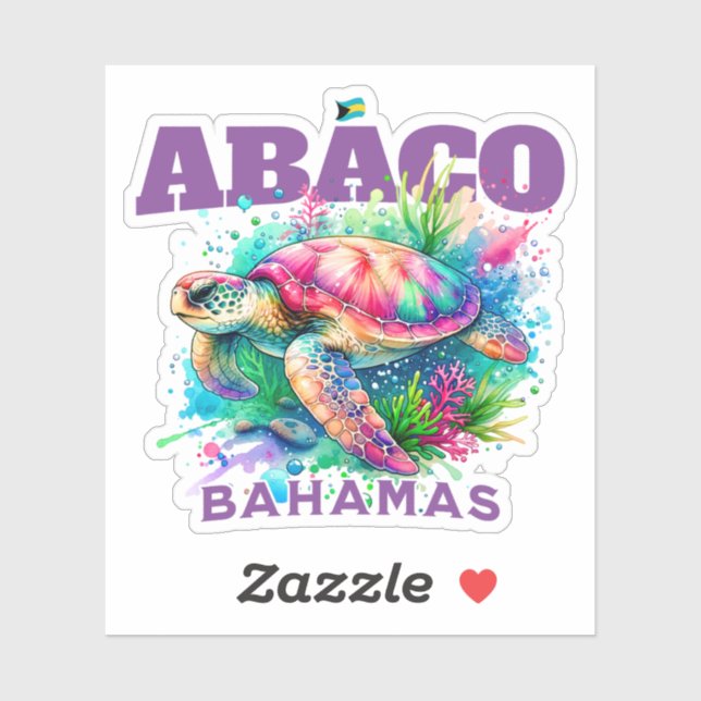 Bahamas Souvenir Gift : Abaco Bahamas Sea Turtle Sticker (Sheet)