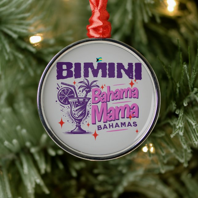 Bahamas Souvenir Gift : Bimini Bahamas Bahama Mama Metal Ornament (Tree)