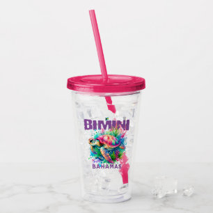 Bahamas Souvenir Gift : Bimini Bahamas Sea Turtle Acrylic Tumbler