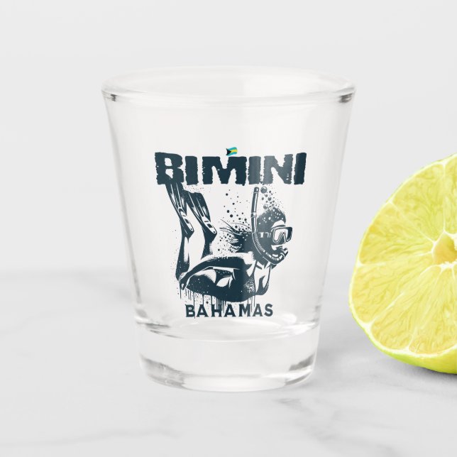 Bahamas Souvenir Gift : Bimini Bahamas Snorkeling Shot Glass (Front)