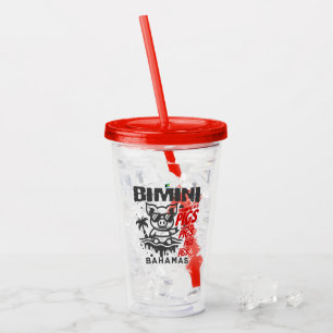Bahamas Souvenir Gift: Bimini Bahamas Swimming Pig Acrylic Tumbler