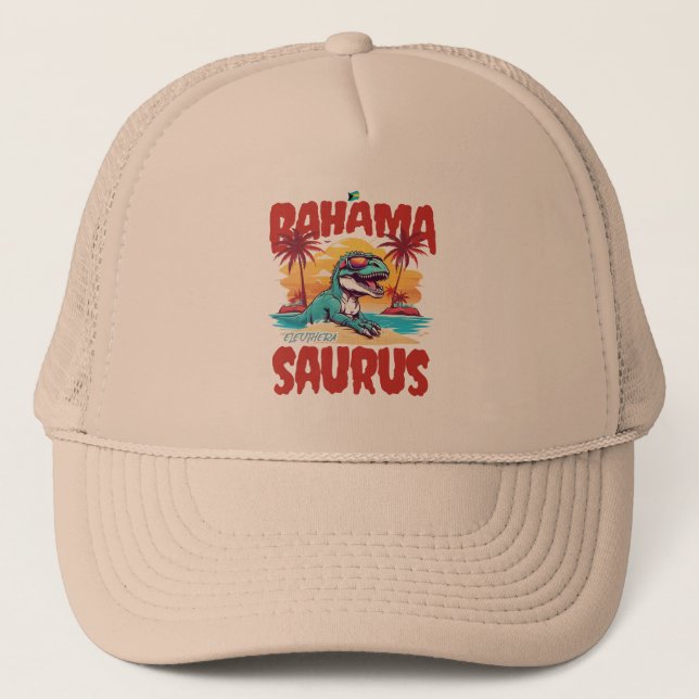 Bahamas Souvenir Gift : Eleuthera Bahama Saurus Trucker Hat (Front)