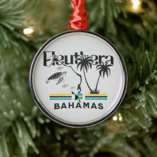 Bahamas Souvenir Gift : Eleuthera Bahamas Flag Metal Ornament