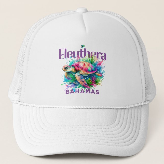 Bahamas Souvenir Gift : Eleuthera Bahamas Turtle Trucker Hat (Front)