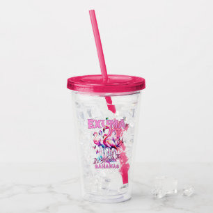 Bahamas Souvenir Gift : Exuma Bahamas Flamingo Acrylic Tumbler