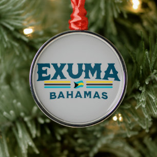 Bahamas Souvenir Gift : Exuma Bahamas Independence Metal Ornament