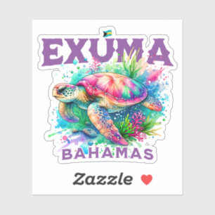 Bahamas Souvenir Gift : Exuma Bahamas Sea Turtle Sticker