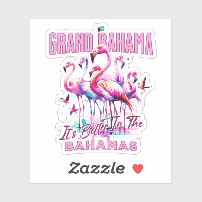 Bahamas Souvenir Gift : Grand Bahama Flamingo Bird Sticker (Sheet)