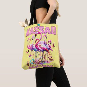 Bahamas Souvenir Gift : Nassau Bahamas Flamingo Tote Bag