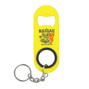 Bahamas Souvenir Gift: Nassau Bahamas Swimming Pig Keychain Bottle Opener