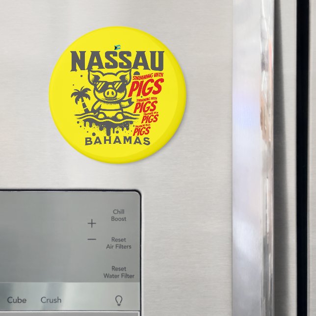Bahamas Souvenir Gift: Nassau Bahamas Swimming Pig Magnet (In Situ (Fridge))