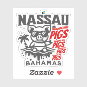 Bahamas Souvenir Gift: Nassau Bahamas Swimming Pig Sticker
