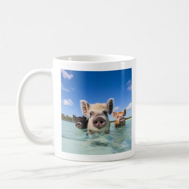 Bahamas Swimming Pig 2025 Holiday Card Coffee Mug (Left)