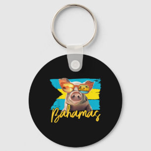 Bahamas Swimming Pig Caribbean Beach Trips Summer Keychain