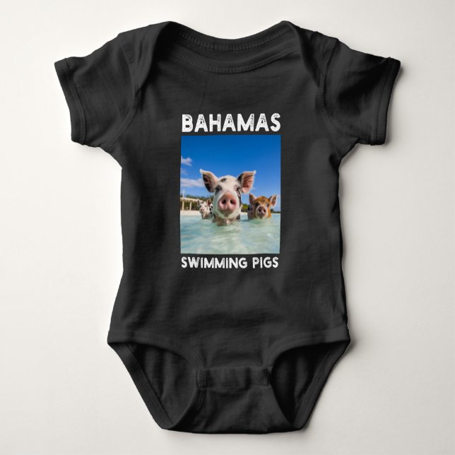 Bahamas Swimming Pigs Exuma Baby Bodysuit (Front)