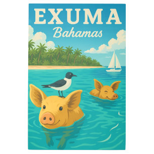 Bahamas Swimming Pigs Tropical Beach Exuma 2025 Metal Print