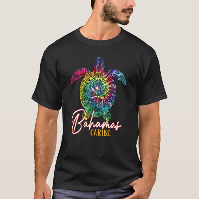 Bahamas Tie Dye Sea Turtle Caribe Matching Family  T-Shirt (Front)