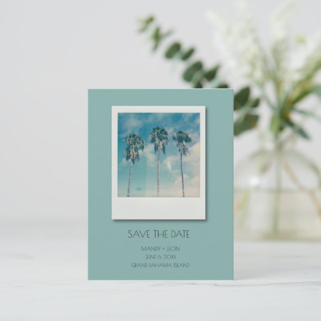 Bahamas Tropical Beach Wedding Save the Date Announcement Postcard (Standing Front)