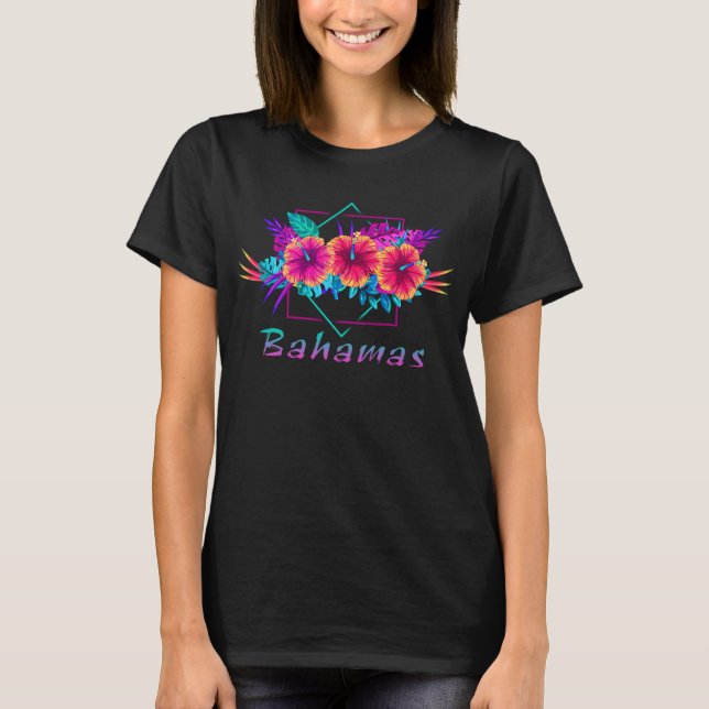 Bahamas Tropical Flower  Vacation Beach gifts T-Shirt (Front)