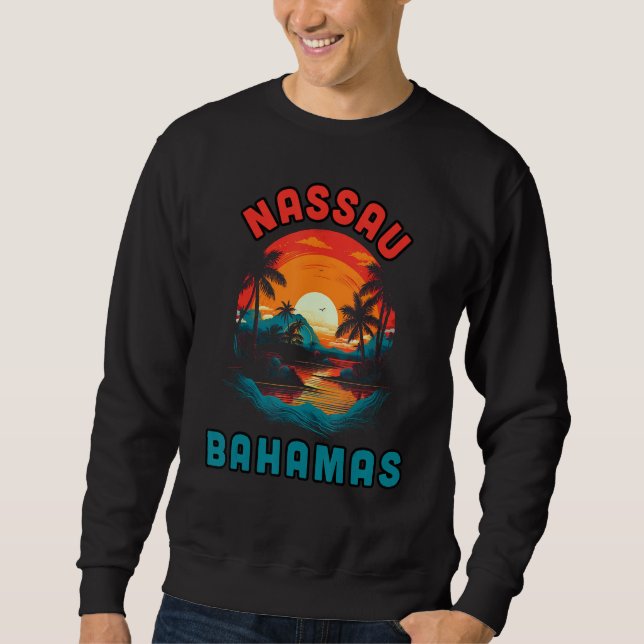 Bahamas Tropical Sunset beach Souvenir Vacation Sweatshirt (Front)