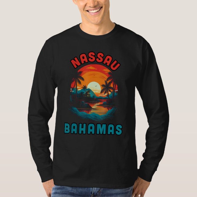 Bahamas Tropical Sunset beach Souvenir Vacation T-Shirt (Front)
