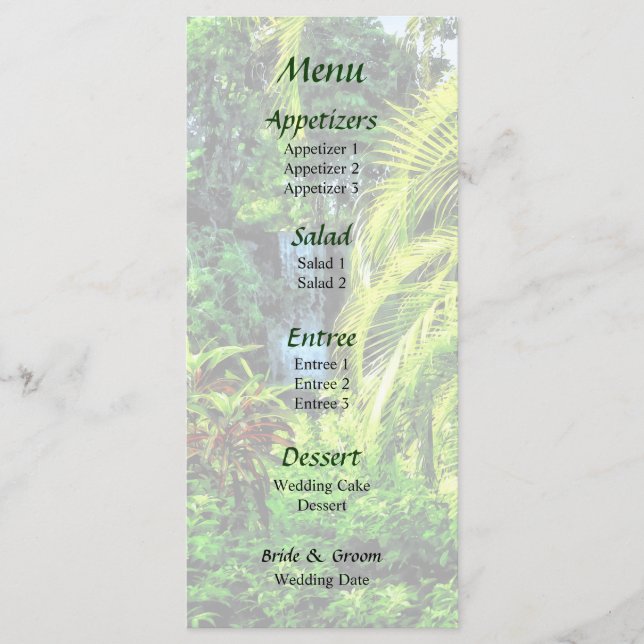 Bahamas - Tropical Waterfall Wedding Menu (Front)
