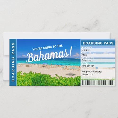 Bahamas Vacation Travel Gift Ticket