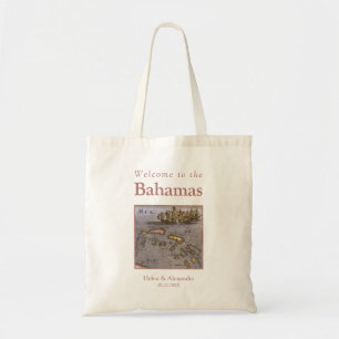 Bahamas Vintage Map Destination Wedding Welcome Tote Bag