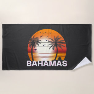 Bahamas Vintage Palm Trees Summer Beach Beach Towel