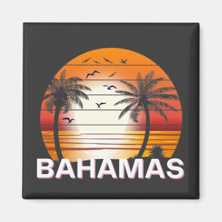 Bahamas Vintage Palm Trees Summer Beach Magnet