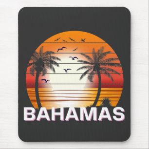 Bahamas Vintage Palm Trees Summer Beach Mouse Pad