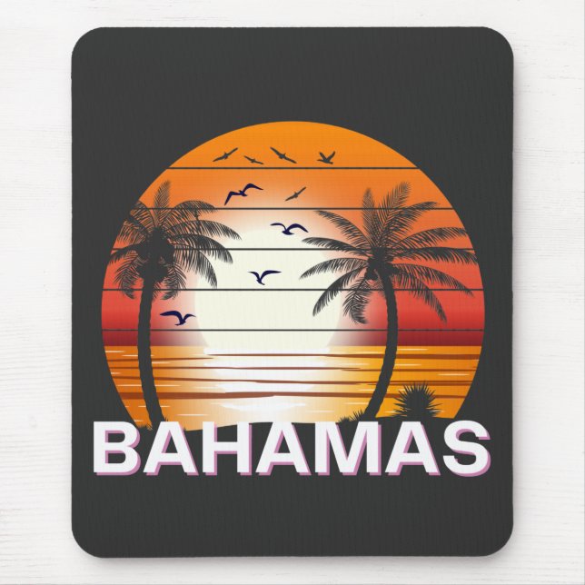 Bahamas Vintage Palm Trees Summer Beach Mouse Pad (Front)