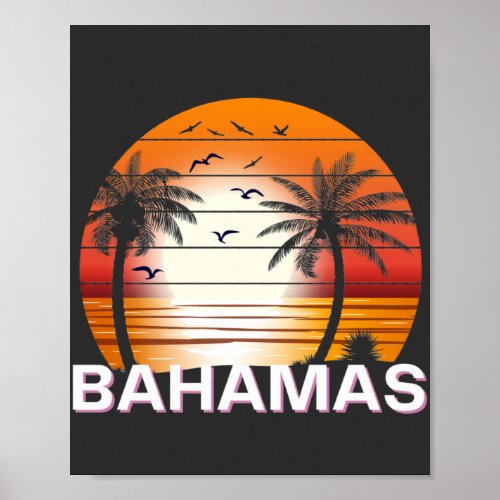 Bahamas Vintage Palm Trees Summer Beach Poster
