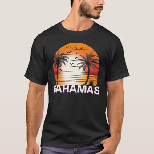 Bahamas Vintage Palm Trees Summer Beach T_Shirt
