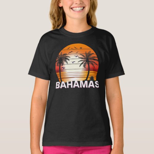 Bahamas Vintage Palm Trees Summer Beach T_Shirt