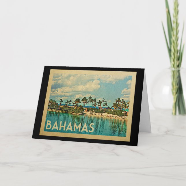 Bahamas Vintage Travel Card (Front)