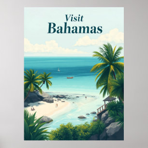 Bahamas Vintage Travel Illustration Poster