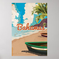 Bahamas vintage travel poster