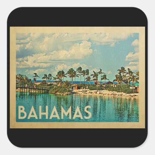 Bahamas Vintage Travel Square Sticker