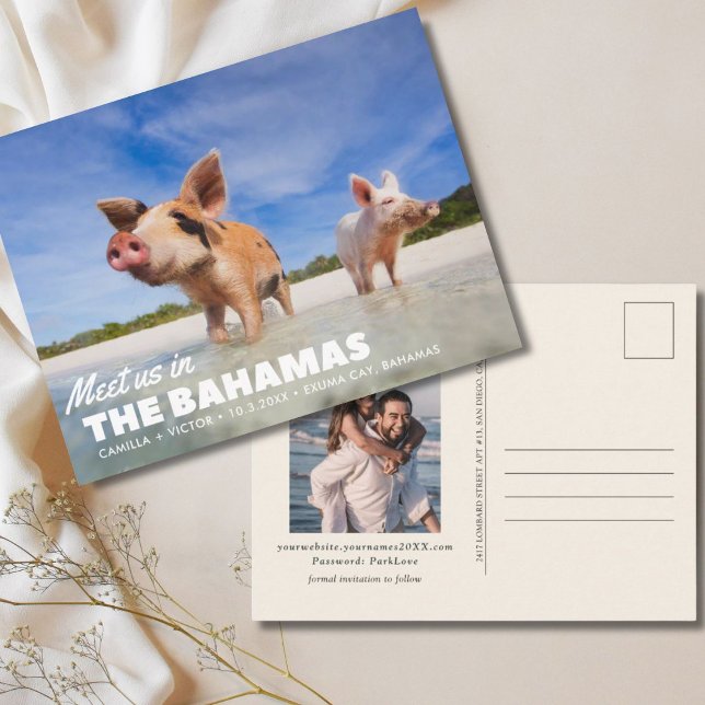 Bahamas Wedding Exuma Cay Save the Date Postcard (Bahamas Wedding Save the Date Postcard
)