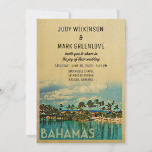 Bahamas Wedding Invitation Vintage Mid-Century