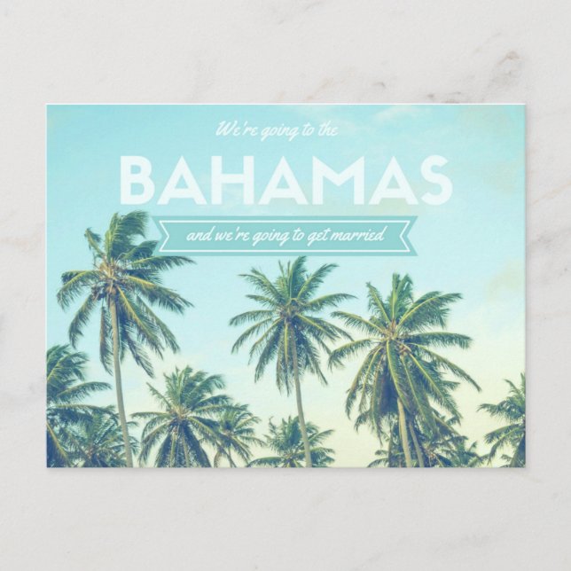 Bahamas Wedding Tropical Beach Save the Dates Announcement Postcard (Front)