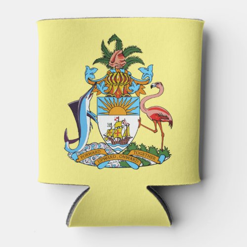 Bahamas with Coat of Arms Caribbean Paradise Can Cooler