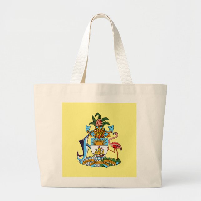 Bahamas with Coat of Arms (Caribbean Paradise) Large Tote Bag (Front)