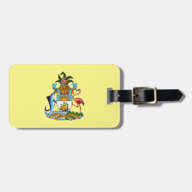 Bahamas with Coat of Arms (Caribbean Paradise) Luggage Tag (Front Horizontal)