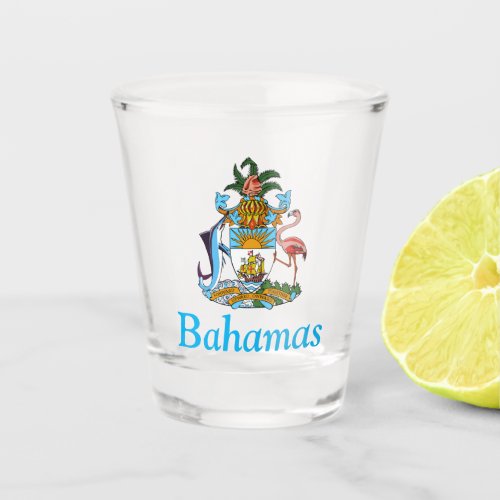 Bahamas with Coat of Arms Caribbean Paradise Shot Glass